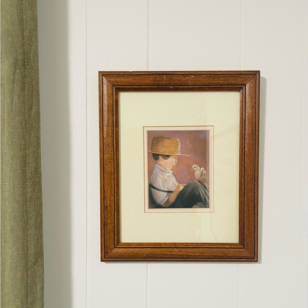 Nancy Noel Framed Amish Boy with Chick